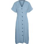 Blaue Vero Moda Midikleider & knielange Kleider mit Knopf aus Lyocell für Damen Größe L 