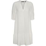 Reduzierte Weiße Vero Moda V-Ausschnitt Midikleider & knielange Kleider mit Puffärmeln für Damen Größe M 