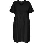 Schwarze Kurzärmelige ONLY Maxi V-Ausschnitt Sommerkleider Gesmokte für Damen Größe XXL 