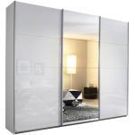 Kleiderschrank KULMBACH 271 x 210 cm Weißglastüren/Spiegel mittig