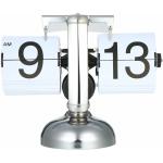 Kleine Balance Tischuhr Edelstahl Single Foot Flip Clock HY-F001 wird ohne Batterie geliefert,Weiß - Weiß