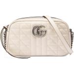 Weiße Gucci Marmont Damenschultertaschen & Damenshoulderbags mit Reißverschluss mit Innentaschen Klein 