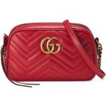 Rote Gucci Marmont Damenschultertaschen & Damenshoulderbags mit Reißverschluss mit Kettenhenkel Klein 