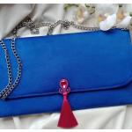 Saphirblaue Bestickte Kleine Handtaschen aus Veloursleder für Damen 