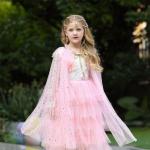 Pinke Sterne Umhänge mit Pailletten aus Polyester für Kinder 
