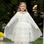 Weiße Sterne Umhänge mit Pailletten aus Polyester für Kinder 