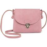 Pinke Retro Vegane Kleine Handtaschen mit Reißverschluss aus Leder mit Handyfach für Damen 