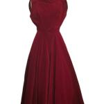 Rote Vintage Ärmellose Audrey Hepburn Samtkleider mit Reißverschluss aus Samt für Damen 