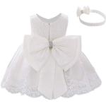 Weiße Bestickte Ärmellose Kinderfestkleider mit Reißverschluss aus Tüll für Babys Größe 80 für den für den Frühling 