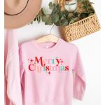 Hellrosa Bestickte Damensweatshirts aus Fleece mit Kapuze Weihnachten 