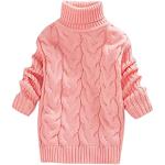 Pinke Unifarbene Rollkragen Kinderübergangsjacken für Mädchen für den für den Winter 