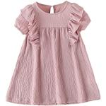 Pinke Kurzärmelige Kinderkleider A-Linie mit Rüschen aus Tüll für Babys für den für den Sommer 