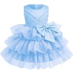 Hellblaue Elegante Ärmellose Kinderfestkleider mit Reißverschluss aus Tüll für Babys für den für den Sommer 
