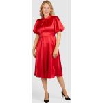 Rote Elegante Festliche Kleider mit Puffärmeln aus Satin für Damen Größe M 
