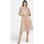 Rosa Elegante Kurzärmelige Midi V-Ausschnitt Midikleider & knielange Kleider mit Reißverschluss für Damen für Partys für den für den Sommer 