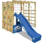 Klettergerüst Spielturm Smart Allstar mit blauer Rutsche, Gartenspielgerät mit Kletterwand & Spiel-Zubehör - Wickey