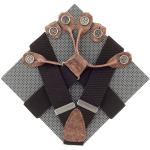 Braune Unifarbene Vegane Nachhaltige Clip-Hosenträger mit Knopf aus Kokosfaser für Herren Größe L 