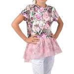 Rosa Bestickte Casual Kurzärmelige Rundhals-Ausschnitt Gemusterte Kinderkleider mit Volants aus Baumwolle für Mädchen Größe 158 