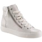 Offwhitefarbene Paul Green High Top Sneaker & Sneaker Boots mit Reißverschluss aus Nubukleder für Damen 