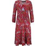 Rote 3/4-ärmelige V-Ausschnitt Sommerkleider mit Volants für Damen Größe L 