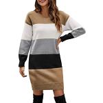 Graue Color Blocking Langärmelige Mini Rundhals-Ausschnitt Bandage-Kleider & Bodycon-Kleider für Damen Größe L für den für den Herbst 
