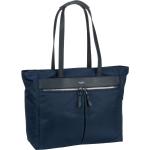 Reduzierte Marineblaue Elegante Knomo Lederhandtaschen mit Reißverschluss aus Leder mit Laptopfach für Damen 