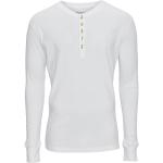 Reduzierte Weiße Langärmelige Knowledge Cotton Apparel Bio Nachhaltige Henleykragen T-Shirts für Herren Größe S 