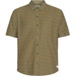 Khakifarbene Gestreifte Kurzärmelige Knowledge Cotton Apparel Nachhaltige Shirts mit Tasche aus Jersey für Herren Größe L für den für den Sommer 