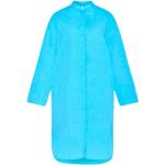 Blaue Elegante Langärmelige Knowledge Cotton Apparel Bio Nachhaltige Shirtkleider aus Chambray für Damen Größe M 
