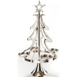Silberne 55 cm Runde Weihnachts-Teelichthalter aus Metall 