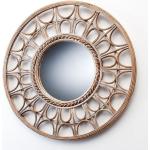 Kobolo Wandbild »Spiegel Wandspiegel - rund - BOHO - 52 cm«, aus Holz mit Spiegelglas, beige