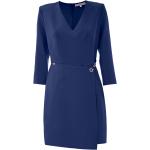 Blaue Elegante Kocca V-Ausschnitt Asymmetrische Kleider für Damen Größe S 