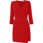 Rote Elegante Kocca V-Ausschnitt Asymmetrische Kleider für Damen Größe XXL 