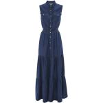 Kocca, Stunninges DenimKleid mit Rüschen Blue, Damen, Größe: M