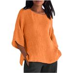 Orange Unifarbene Oversize Kurzärmelige T-Shirts aus Musselin für Damen Größe XXL Große Größen zum Oktoberfest für den für den Sommer 