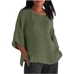 Armeegrüne Unifarbene Vintage Kurzärmelige T-Shirts aus Musselin für Damen Größe 3 XL für Partys für den für den Sommer 