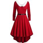 Rote Vintage Langärmelige Sweatkleider für Damen Größe 5 XL Weihnachten 