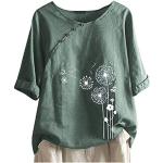 Reduzierte Grüne Elegante Kurzärmelige Rundhals-Ausschnitt T-Shirts aus Musselin für Damen Größe 4 XL Große Größen für den für den Sommer 