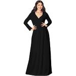 Schwarze Langärmelige Koh Koh Maxi V-Ausschnitt Lange Abendkleider aus Jersey für Damen Größe L für den für den Herbst 