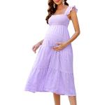 Violette Unifarbene Elegante Ärmellose Midi Umstandskleider für Damen Größe XL für den für den Sommer 