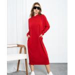 Rote Casual Midi Sommerkleider mit Kapuze für Damen Größe XL Große Größen für den für den Sommer 