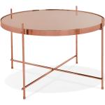 Kokoon® Niedriger Design-Tisch ESPEJO MEDIUM 63x63x40 cm,Glas, Kupfer,11,44 kg