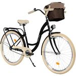 Komfort Fahrrad Citybike Mit Korb Vintage Damenfahrrad Hollandrad, 26 Zoll, Schwarz-Creme, 1-Gang