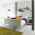 Weiße Skandinavische Life Meubles Rechteckige Betten Landhausstil lackiert aus Mahagoni 200x200 