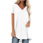Weiße Oversize Langärmelige Shirts mit Tasche mit Reißverschluss aus Polyester für Damen Größe 4 XL für den für den Sommer 