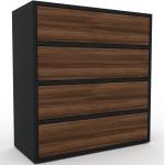 Kommode Nussbaum - Design-Lowboard: Schubladen in Nussbaum - Hochwertige Materialien - 77 x 80 x 35 cm, Selbst zusammenstellen