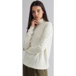 Weiße Langärmelige KOMODO Bio Nachhaltige Rundhals-Ausschnitt Kaschmir-Pullover aus Wolle trocknergeeignet für Damen Größe L 