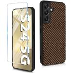 Anthrazitfarbene Geflochtene Samsung Galaxy S24 Hüllen Art: Slim Cases mit Bildern mit Schutzfolie 