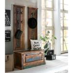 Braune Shabby Chic Möbel Exclusive Garderoben Sets & Kompaktgarderoben lackiert aus Massivholz Breite 50-100cm, Höhe 150-200cm, Tiefe 0-50cm 3-teilig 
