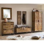 Braune Rustikale Möbel Exclusive Garderoben Sets & Kompaktgarderoben lackiert aus Massivholz Breite 250-300cm, Höhe 150-200cm, Tiefe 0-50cm 6-teilig 